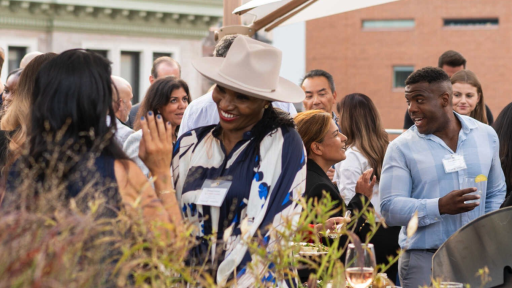 a gathering on a rooftop during one of the Gaingels events