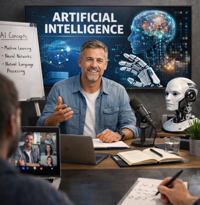 AI generated picture of a man teaching a class